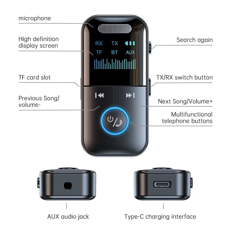 4 in1 Bluetooth Audio Adapter Wireless Receiver Transmitter MP3 Player 3.5mm Aux