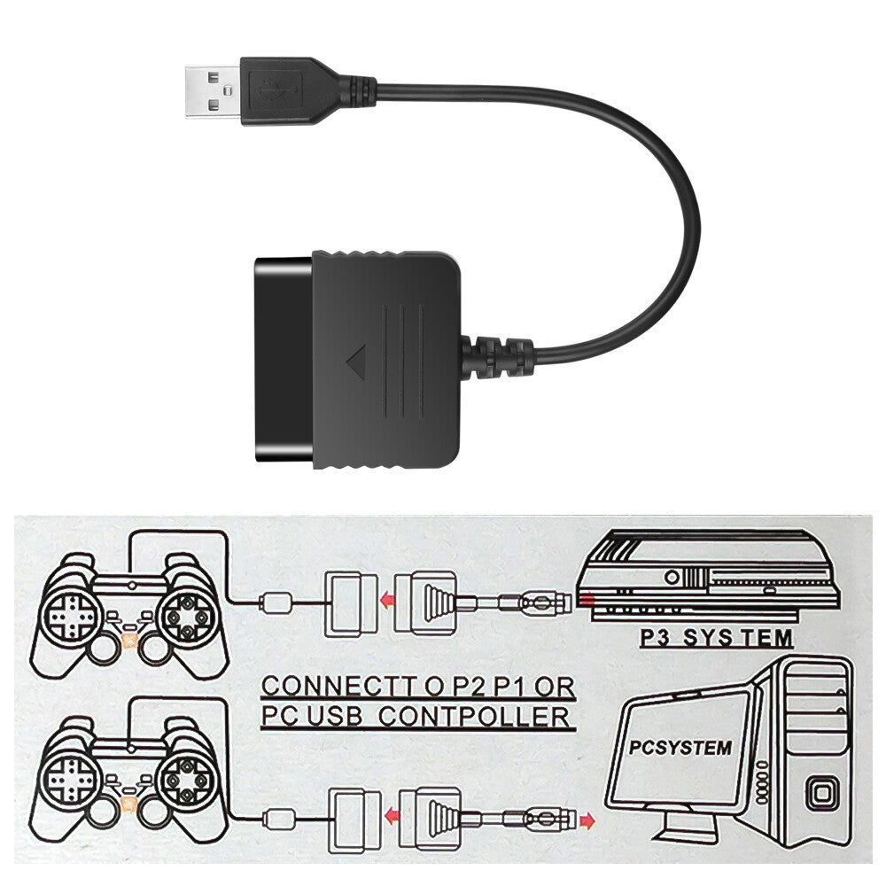 USB PS2 To PS3 Game Controller Adaptor Converter Cable For Sony PlayStation 2 3