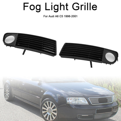 2PCS Front Lower Bumper Fog Light Cover Grille Fit Audi A6 C5 1998-2001