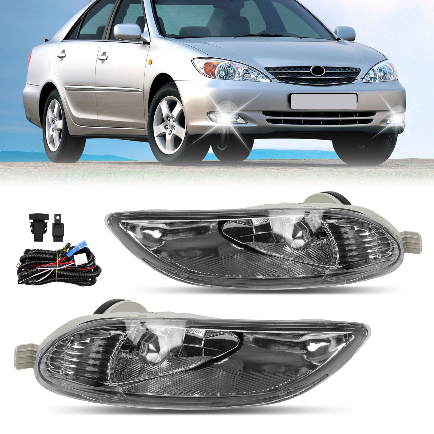 Pair Fog Lights-Driving Fog Lamps For 2002-2008 Toyota Camry Corolla Solara