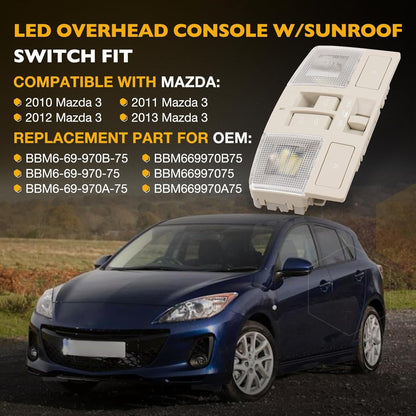 BBM669970B75 Overhead Console w/ LED Light & Sunroof Switch For 2010-13 Mazda 3