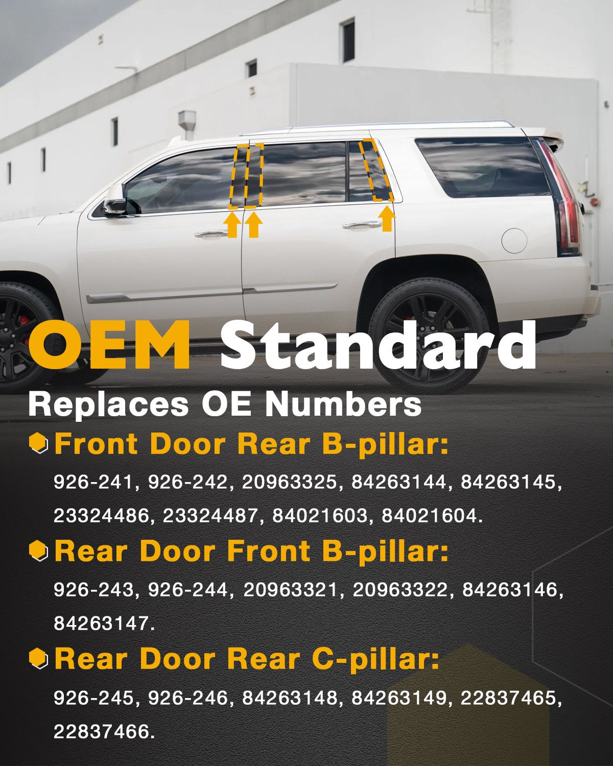 B/C Pillar Door Window Trim Molding Kit Fit 15-18 Chevy Tahoe GMC Yukon Cadillac
