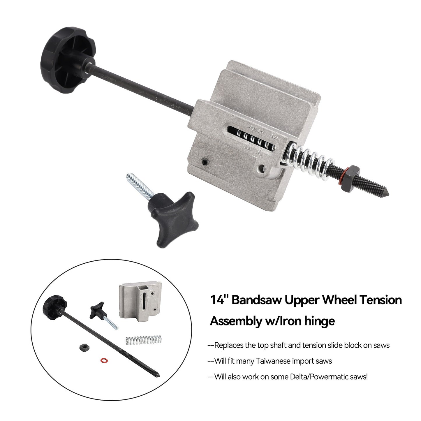 14" Bandsaw Upper Wheel Tension Assembly w/Iron Hinge For Delta/Powermatic