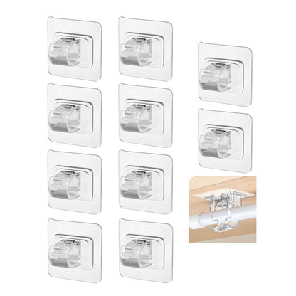 10Pcs Nail Free Bracket Self Adhesive Holder Hooks Adjustable Curtain Rod Clips