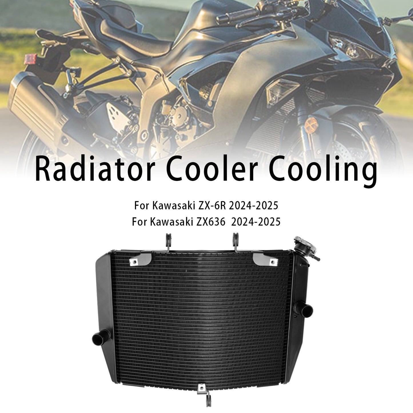 Radiator Cooling Engine Cooler For Kawasaki ZX-6R ZX636 2024-2025 Black??️