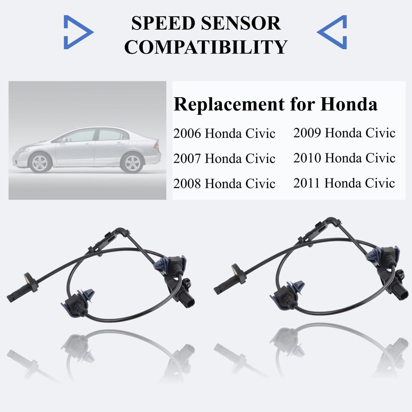 Pair Front 2 ABS Wheel Speed Sensor For 2006-2011 Honda Civic LX DXc DX-G 1.8L