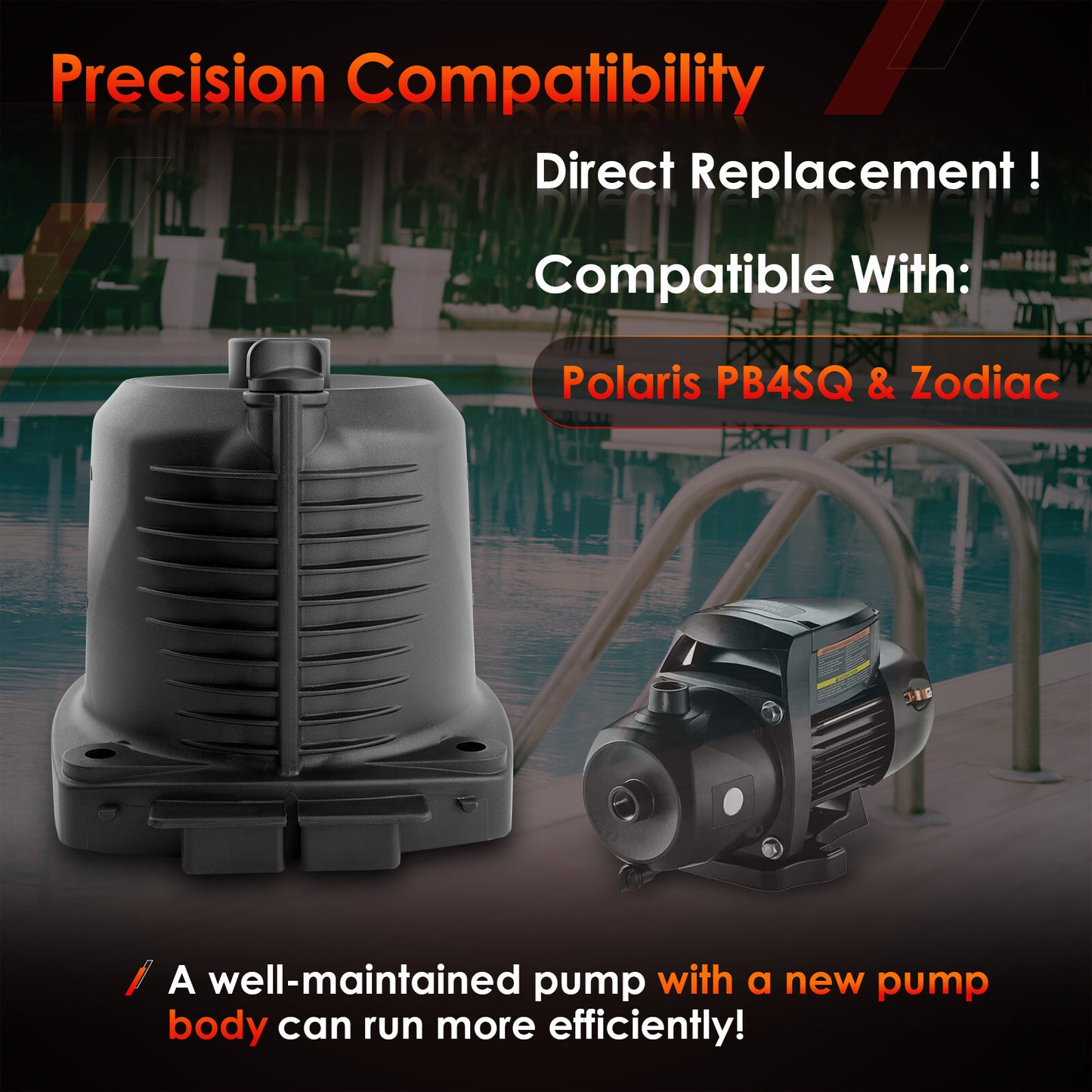 Upgraded Pool Booster Pump Body Housing Fit for Polaris PB4SQ & Zodiac R0723100