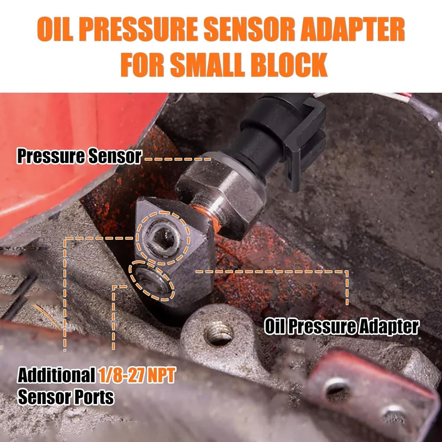 Oil Pressure Sensor Thread Adapter for GM/Chevy 305/350 Engines 45?? 90?? Port