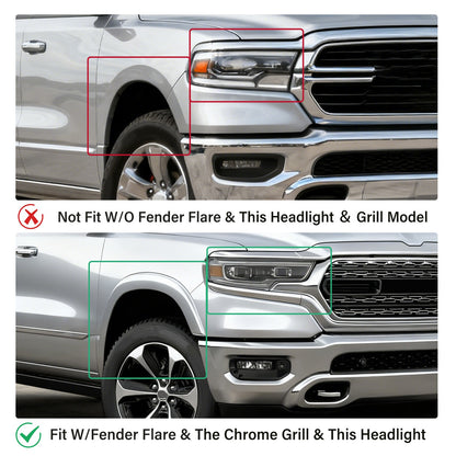 Solid Spare Front Bumper End Filler Panel Cover Left & Right For 2019-2024 Dodge Ram 1500