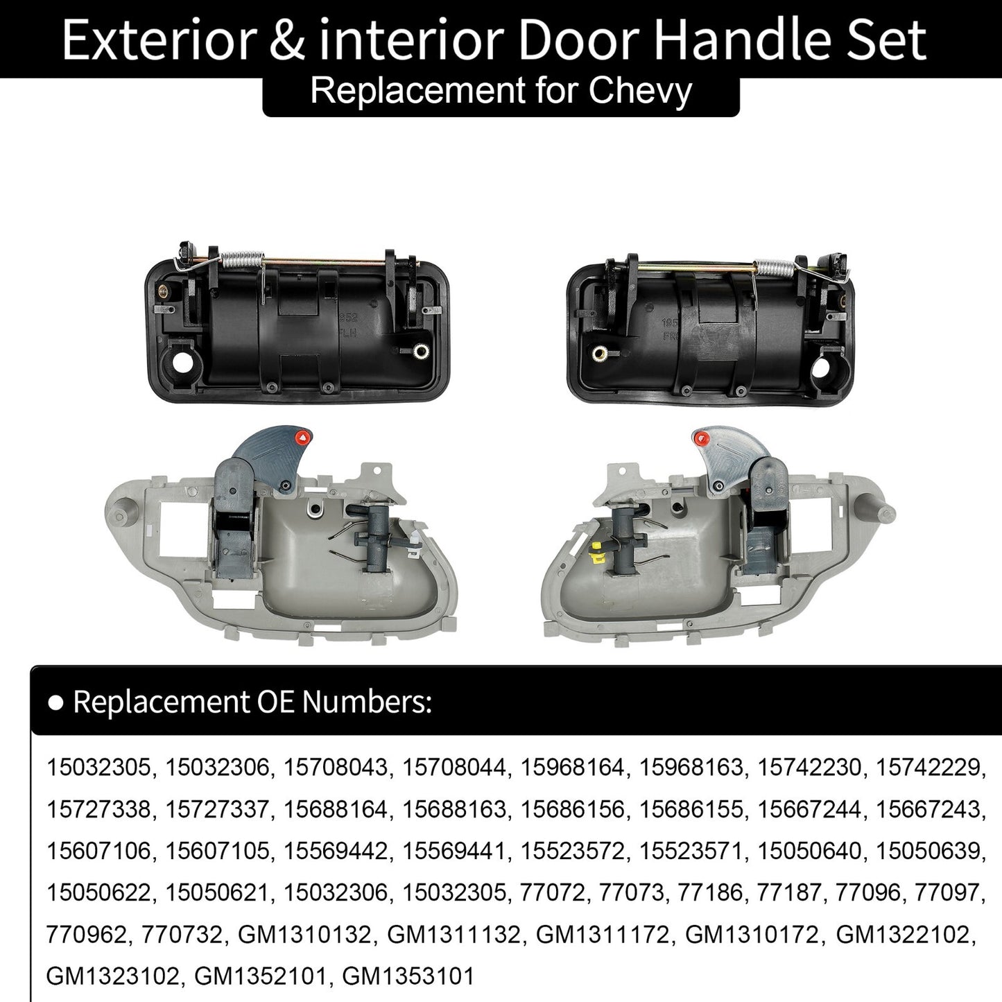 Exterior & Interior Door Handles for 1988-2000 Chevy C/K 1500 2500 3500 Suburban