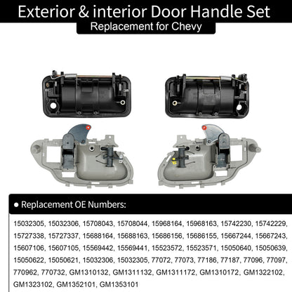 Exterior & Interior Door Handles for 1988-2000 Chevy C/K 1500 2500 3500 Suburban