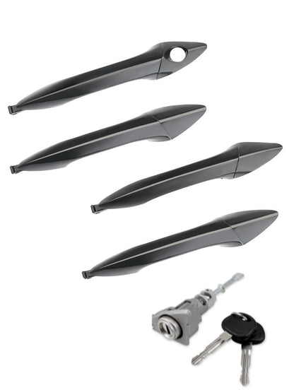 4X Outside Exterior Door Handles w/ Lock Cylinder Fit 2011-2016 Hyundai Elantra