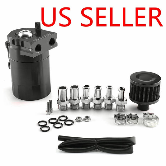 Universal Aluminum Oil Catch Can Kit Reservoir Baffled Tank with Breather Filter