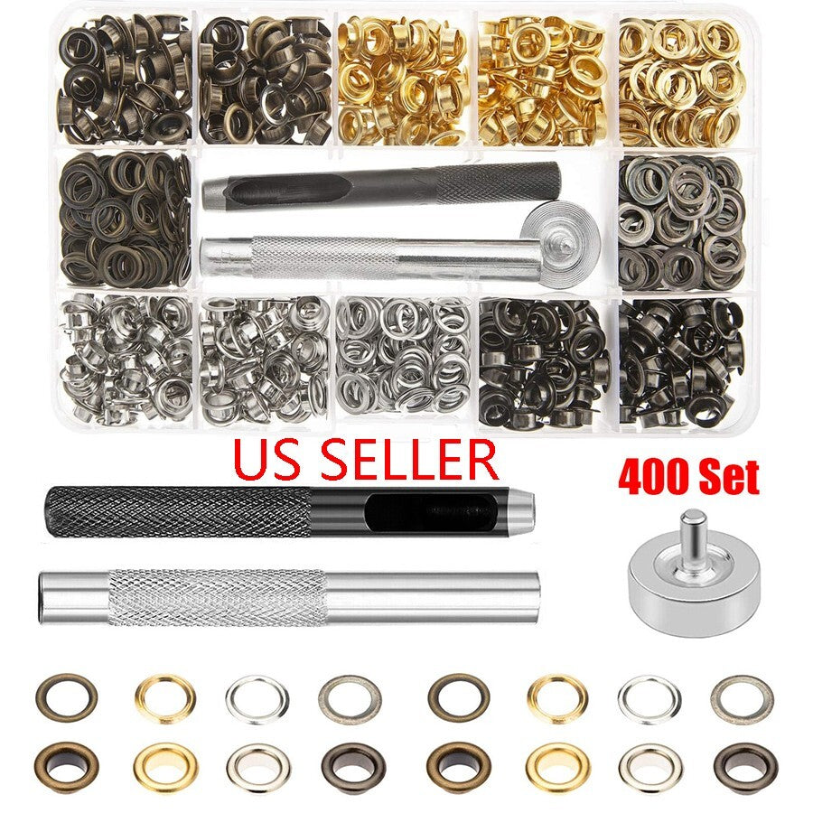 400-Pack 3/16in Grommet Eyelet Kit Hole Punch Tool Set for Leather Fabric Canvas
