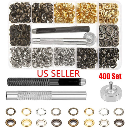 400-Pack 3/16in Grommet Eyelet Kit Hole Punch Tool Set for Leather Fabric Canvas