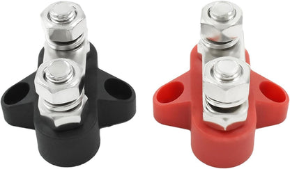 Battery Terminal Block Positive Negative M8 Dual Studs Junction for RV Car Boat