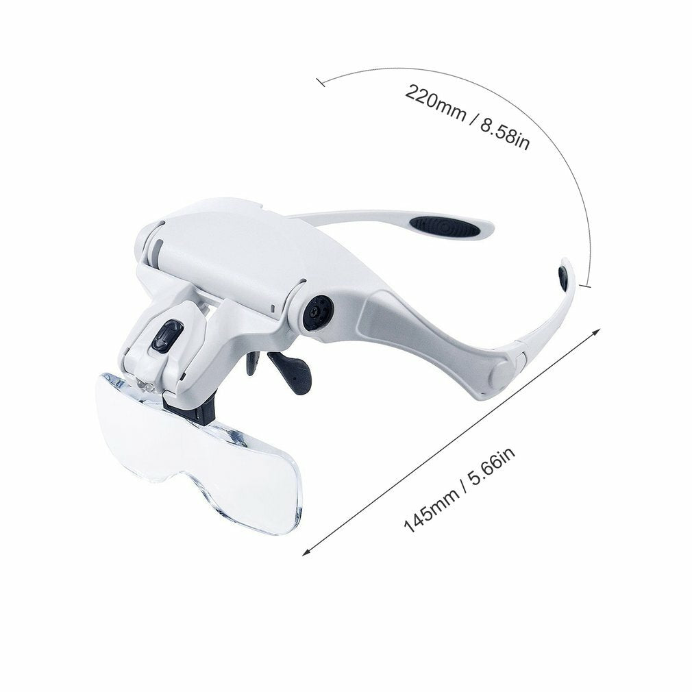 Magnifying Glass LED Light Head Loupe Jeweler Watch Bright Magnifier with 5 Lens