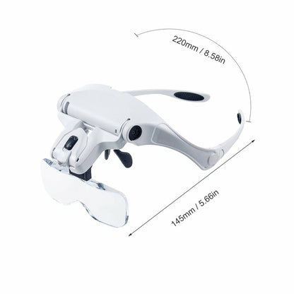 Magnifying Glass LED Light Head Loupe Jeweler Watch Bright Magnifier with 5 Lens