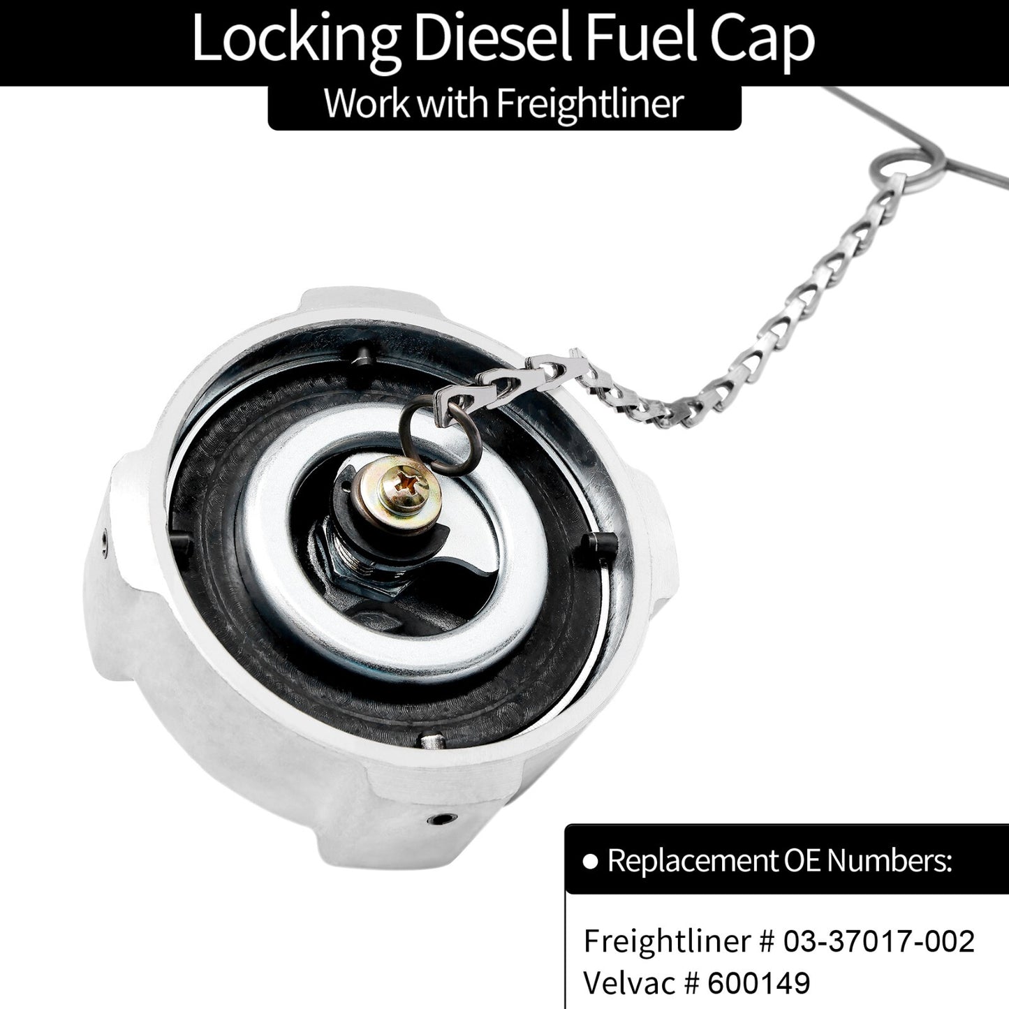 AL Locking Diesel Fuel Cap for 96-18 Freightliner Cascadia Columbia 03-37017-002