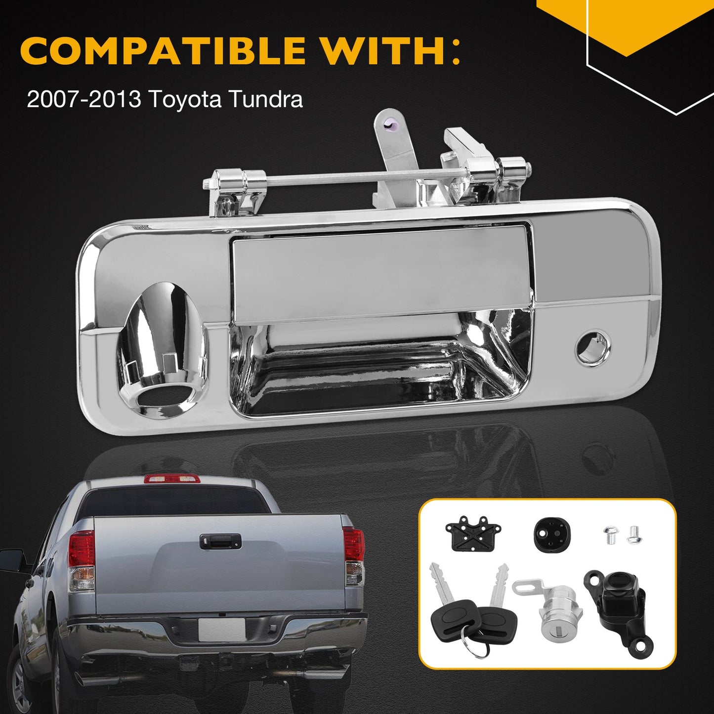 Tailgate Handle Latch w/ Lock & Camera Accessories Kit For 2007-13 Toyota Tundra