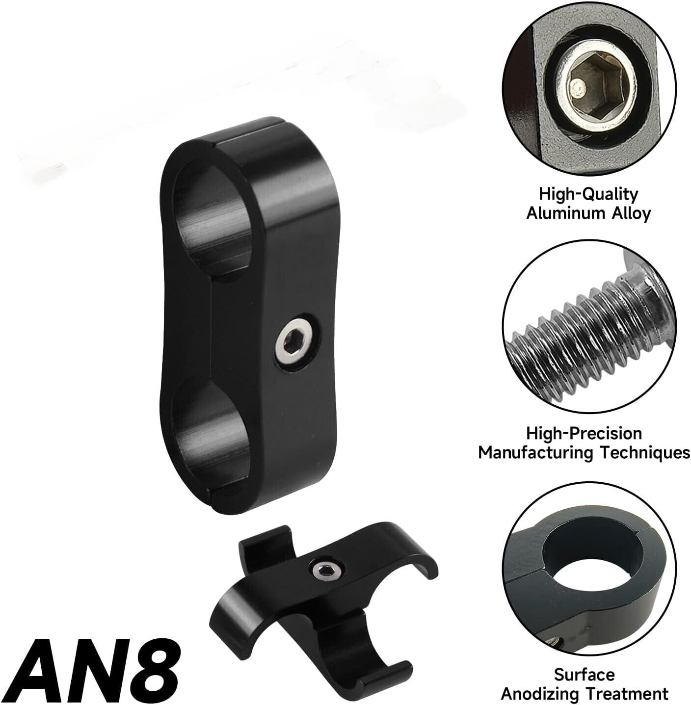8Pcs 8AN AN8 Hose Separator Clamp Bracket Adapter Kit Fits Oil Fuel Hose Line