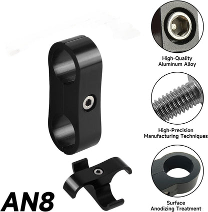 8Pcs 8AN AN8 Hose Separator Clamp Bracket Adapter Kit Fits Oil Fuel Hose Line