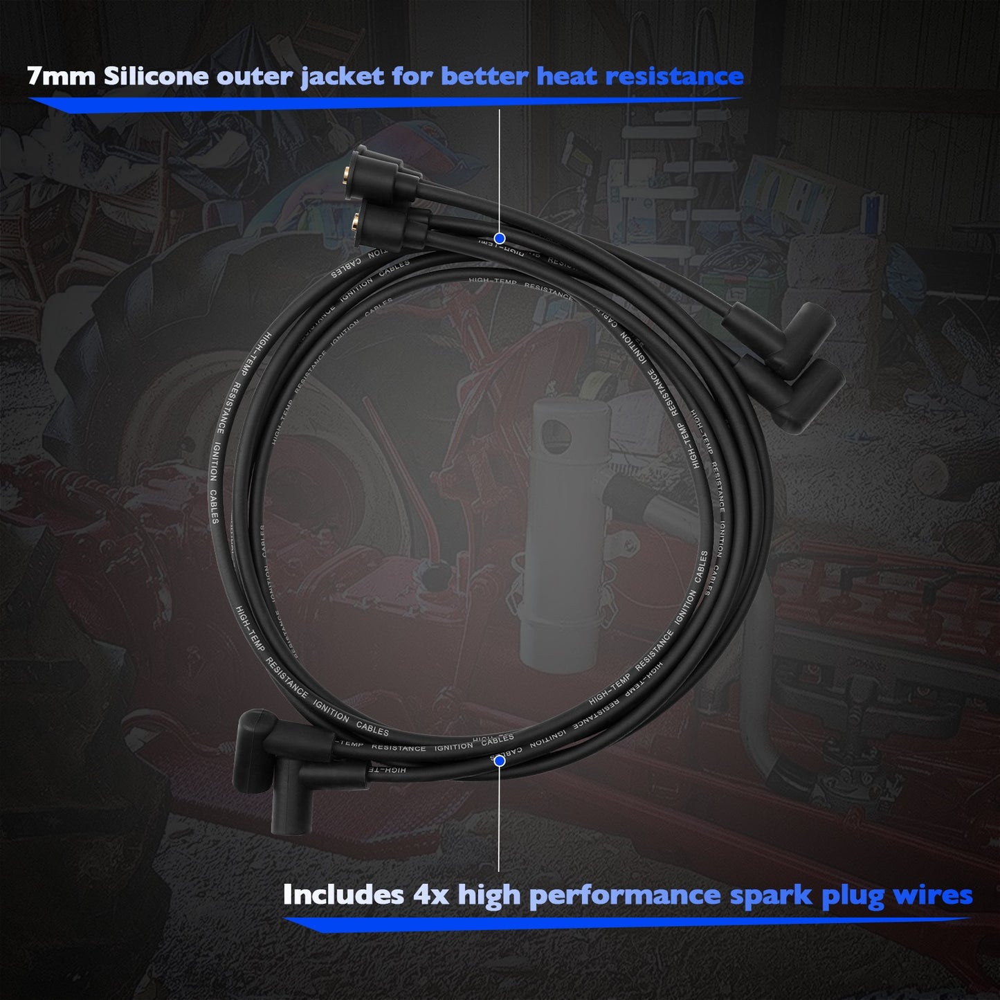 4x 9N12259A Cylinder Spark Plug Wire Set For Ford Holland 2N 8N 9N 9N12287B