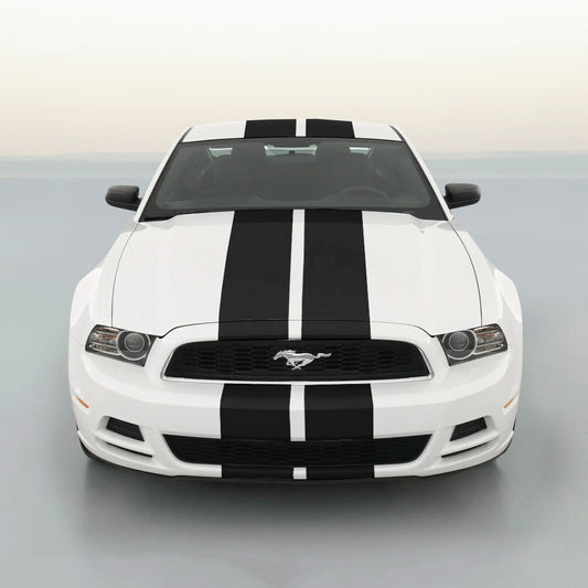 Solid Spare 9" BLACK CARBON FIBER VINYL RALLY STRIPES RACING STRIPE For FORD MUSTANG COBRA