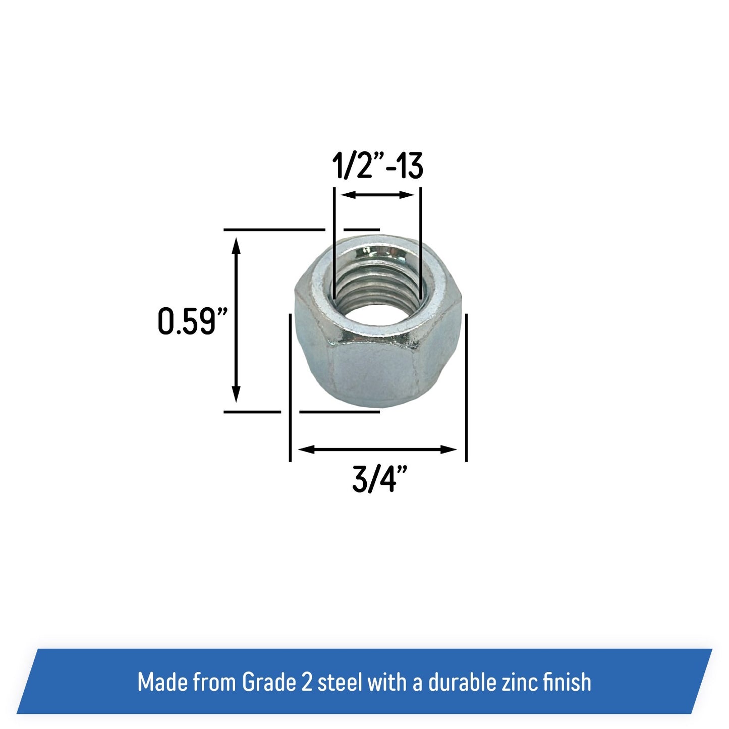 Elastic Type Hex Lock Nut 1/2"-13 Replacement for SCAG 04021-07