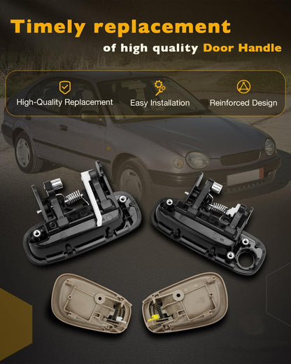 Interior & Exterior Door Handle Lock Cylinder Key Kit For 1998-02 Toyota Corolla