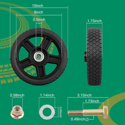 2x 10" Push Lawn Mower Plastic Wheel Fit Craftsman Mower Generator Garden Tiller