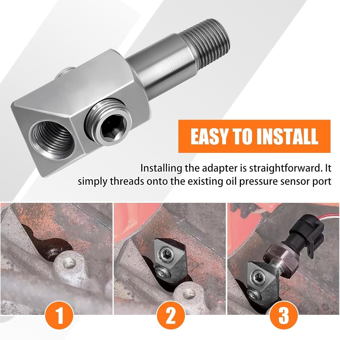 Oil Pressure Sensor Thread Adapter for GM/Chevy 305/350 Engines 45?? 90?? Port