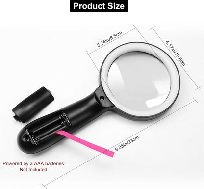 Magnifying Glass with Light, 10X Handheld Large Magnifying Glass 12 LED Illumina