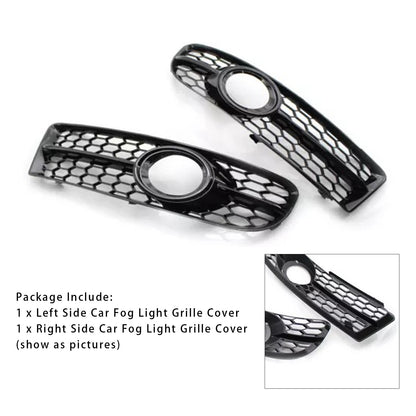 Front Bumper Honeycomb Fog Grille Cover For Audi A4 B7 S-Line S4 2005-2008 Black