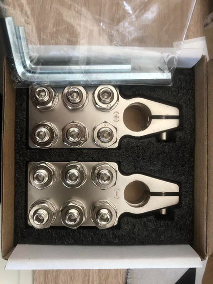 Battery Terminal Clamps 1/0 2 4 8 AWG Gauge 12-Way Connectors Positive Negative