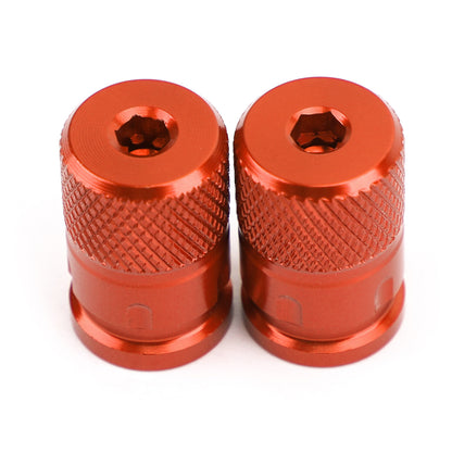 Pair CNC Orange Anti-Thief Tire Valve Stem Caps For Car Truck Bike Motorcycle