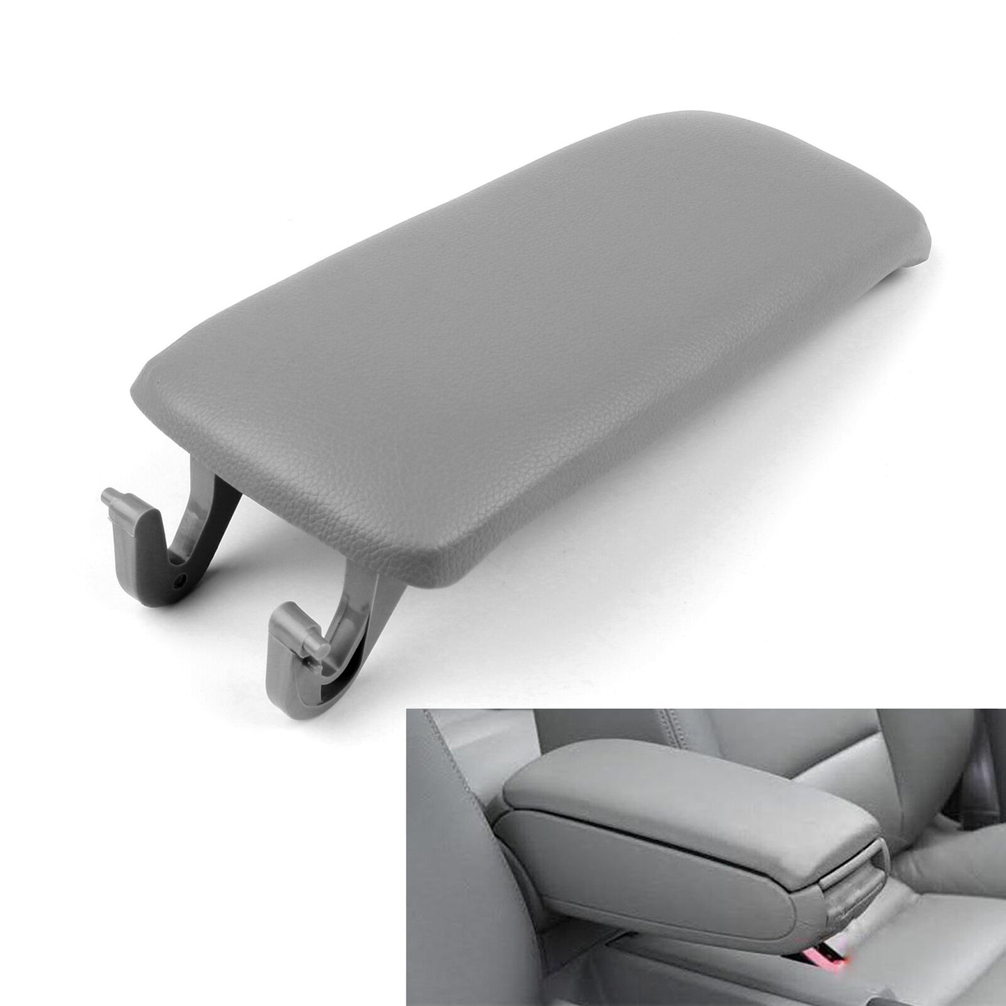 PU Leather & ABS Console Center Armrest Lid Fit For Audi A4 S4 A6 2000-08 Gray