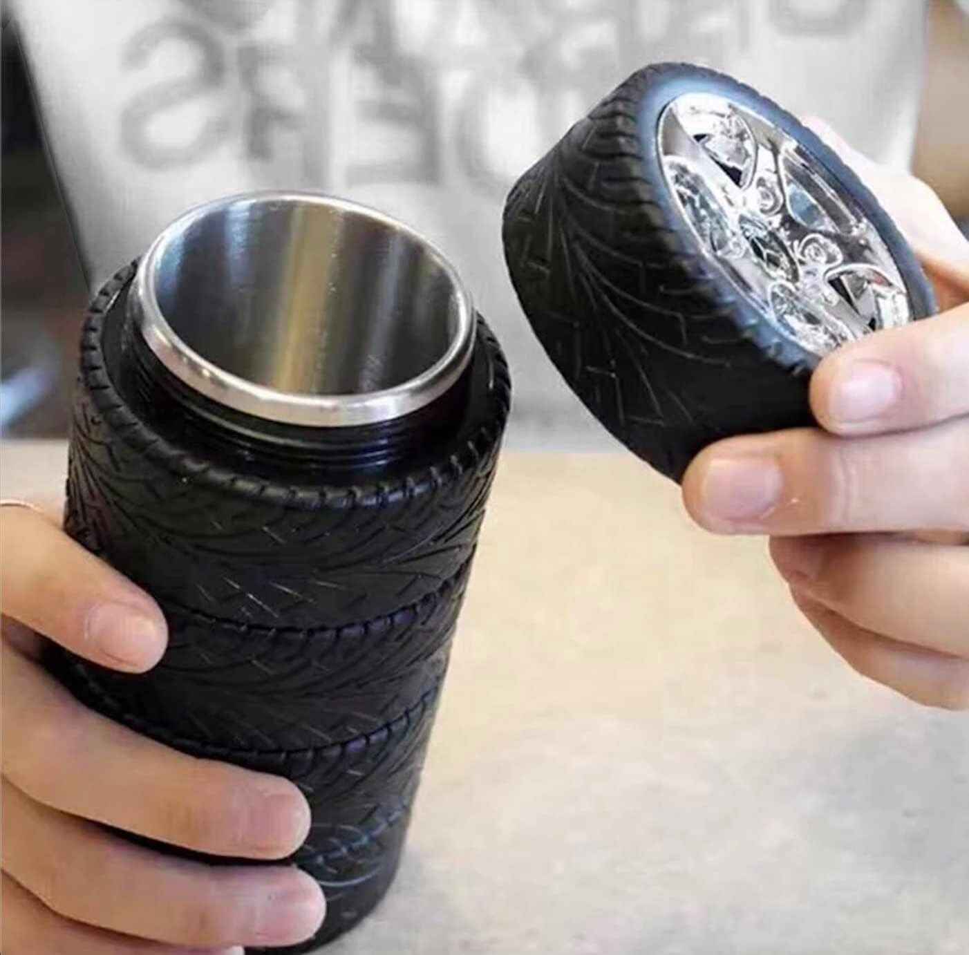 Tire Coffee Tea Mug Stainless Steel Interior Durable Cup 11 oz