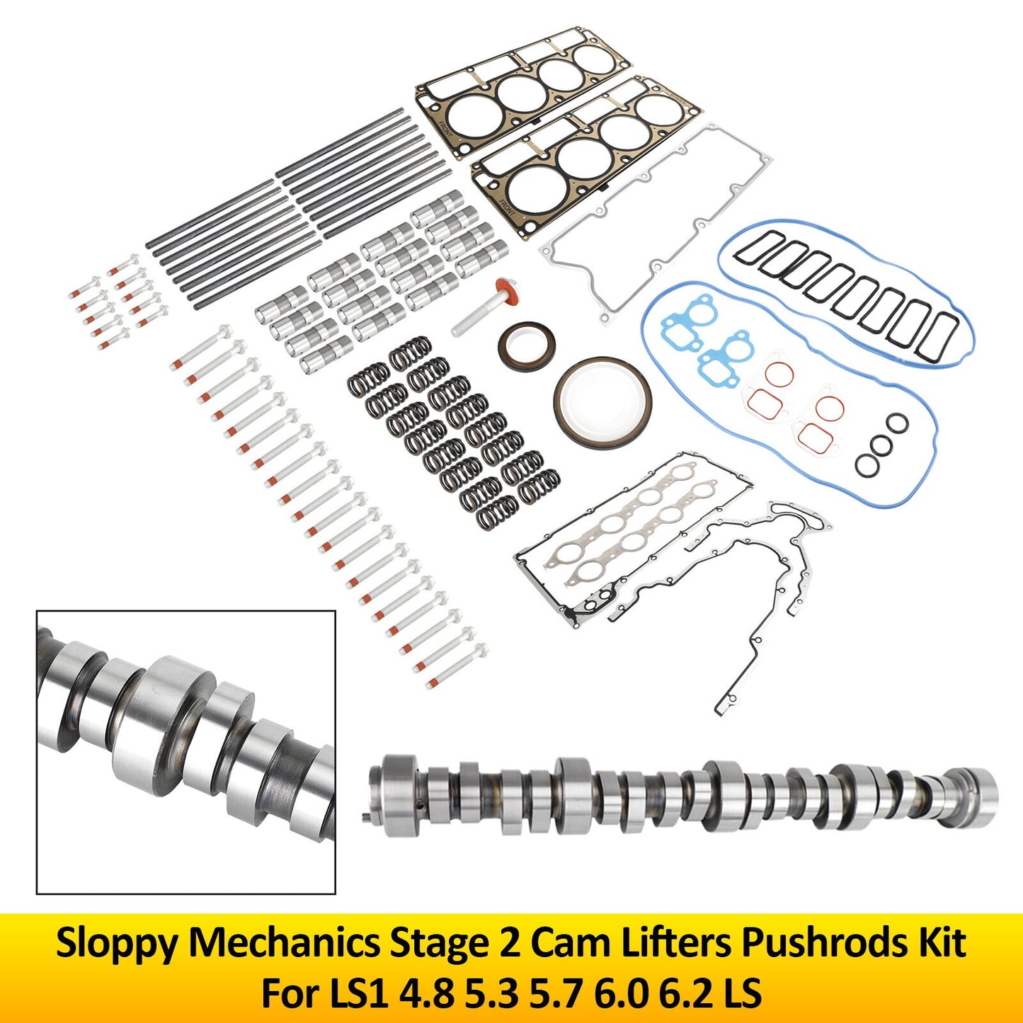 Sloppy Mechanics Stage 2 Cam Lifters Pushrods Set For LS1 4.8 5.3 5.7 6.0 6.2 LS