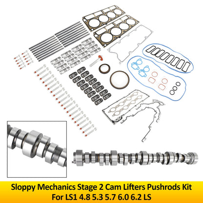 Sloppy Mechanics Stage 2 Cam Lifters Pushrods Set For LS1 4.8 5.3 5.7 6.0 6.2 LS