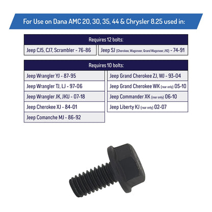 Differential Cover Bolts for AMC 20 - Jeep CJ, Scrambler, Wagoneer, J10 (12)