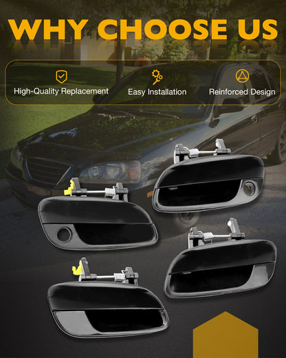 8Pcs Exterior Interior Door Handles Front & Rear Side For 01-06 Hyundai Elantra