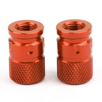 Pair CNC Orange Anti-Thief Tire Valve Stem Caps For Car Truck Bike Motorcycle