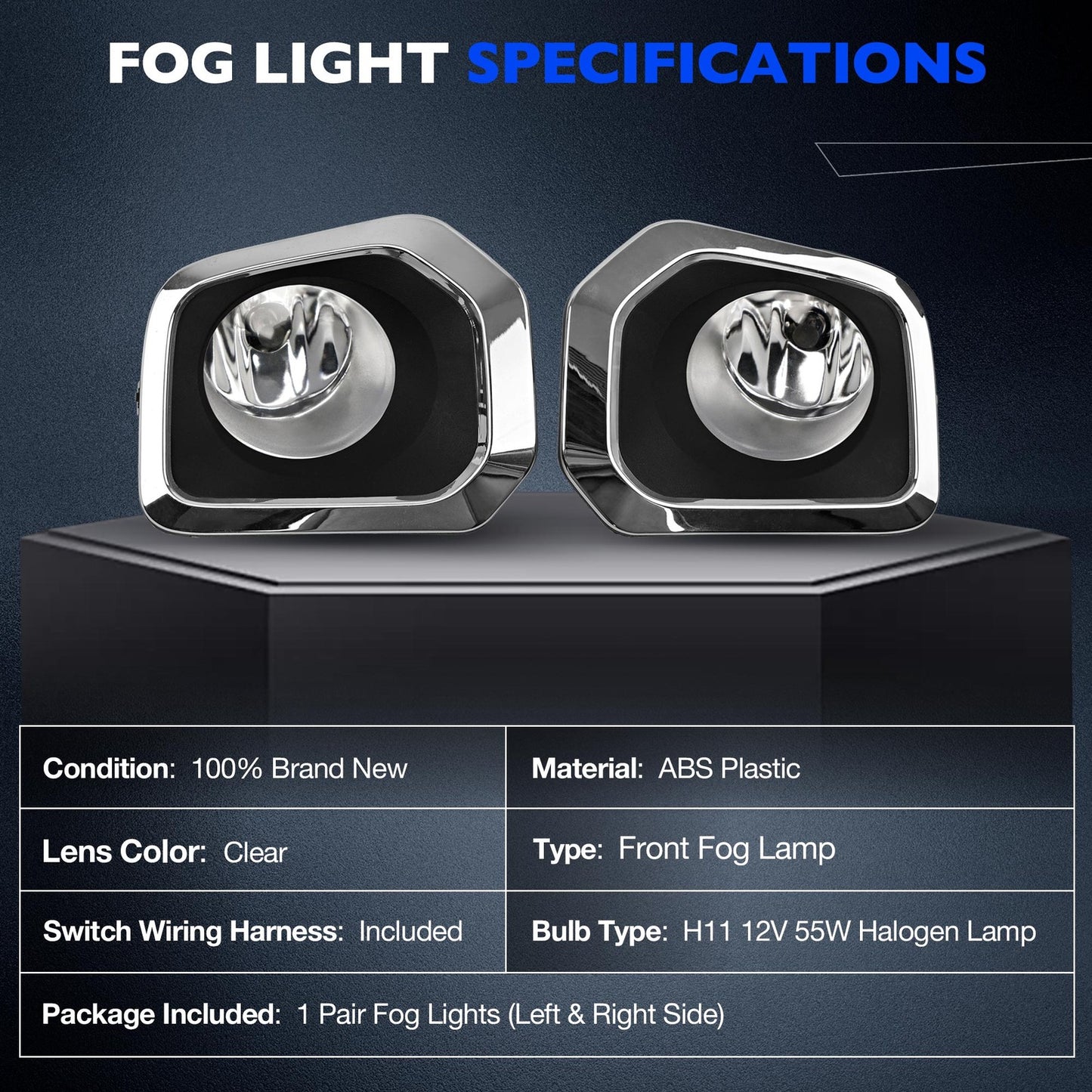 Front Bumper Fog Light Lamp Kit w/ Chrome Trim Bezel Fit 2016-2023 Toyota Tacoma