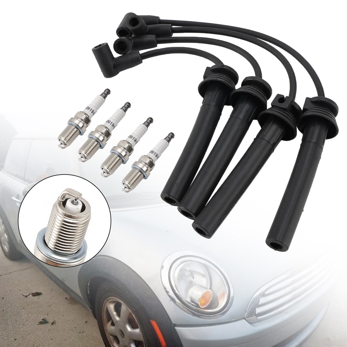 4PCS Spark Plugs Wire Set 54058 For Mini Cooper S 2002-2008-L4 1.6L