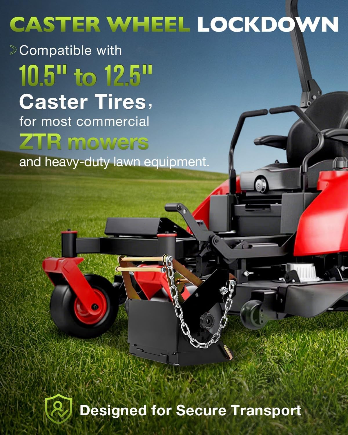 Mower Wheel Power Lock Lockdown Device For Zero-Turn 10.5" - 12.5" Caster Tires