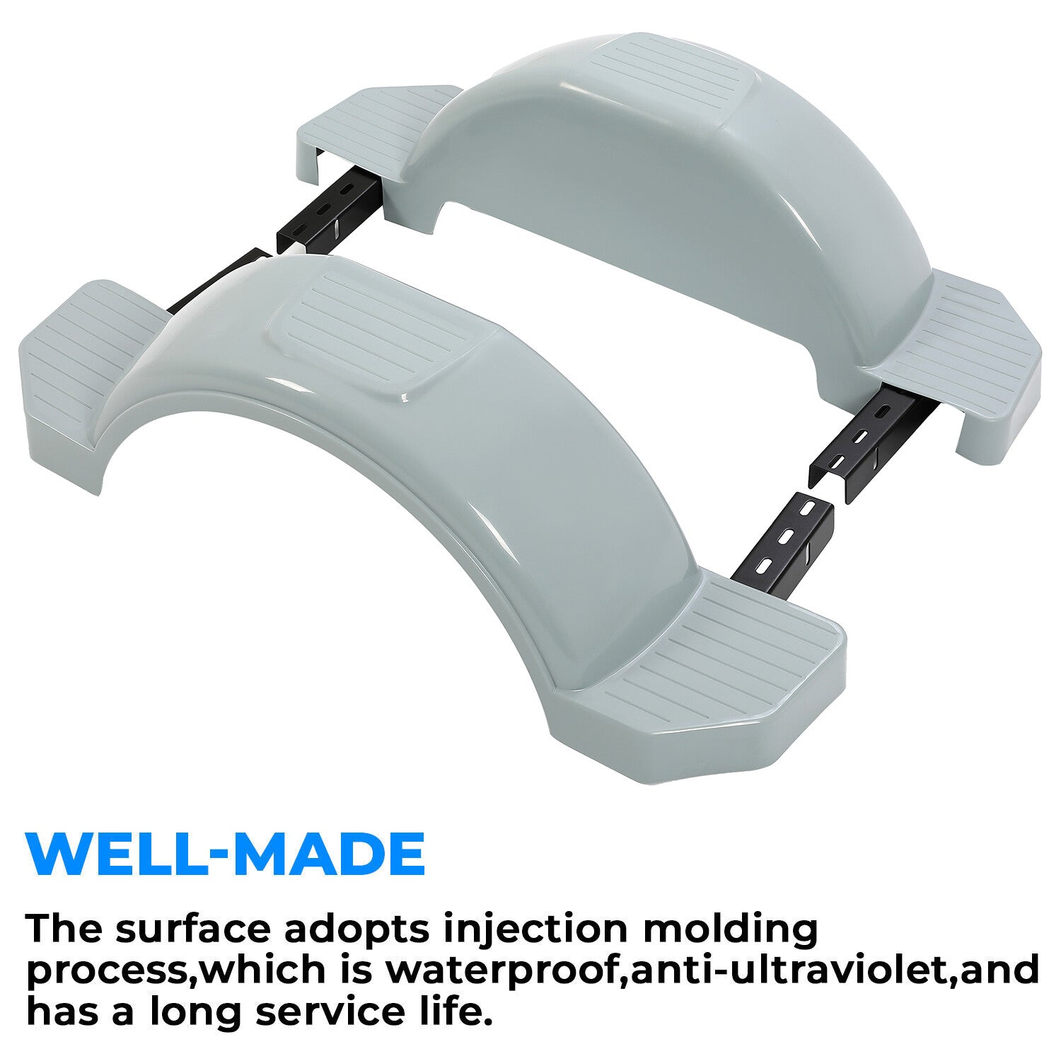Solid Spare GRAY 2 SINGLE AXLE TRAILER FENDERS FOR 13" WHEELS TIRES SKIRT BOAT PAIR