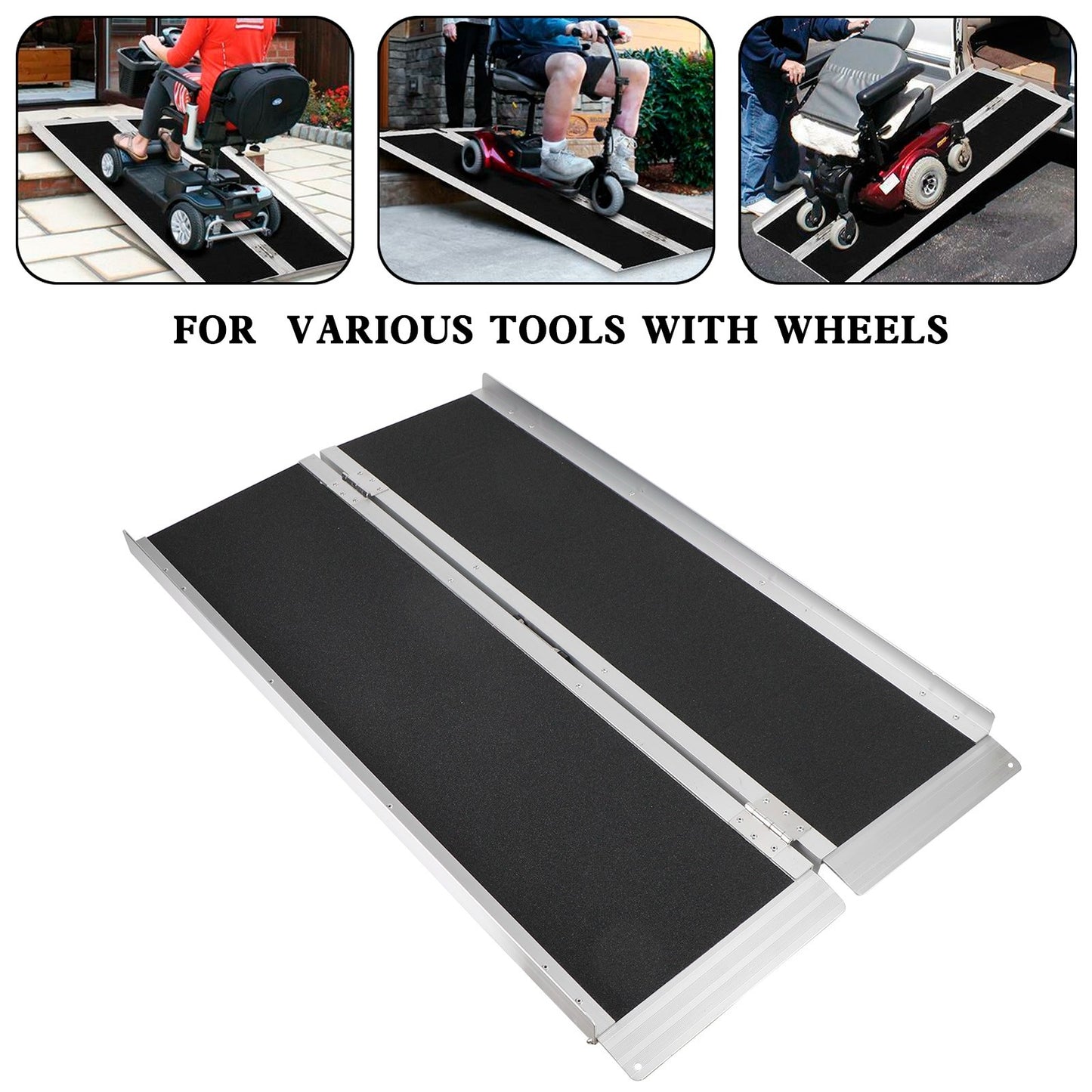 4FT Portable Wheelchair Ramp Non Skid Aluminum Foldable Mobility Scooter Ramp,