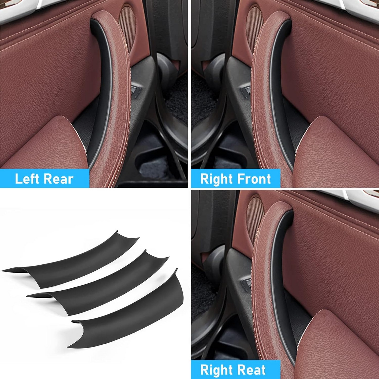 Black Inner Door Panel Handle Pull Trim Cover For BMW X5 X6 F15 F16 2014-2018 US