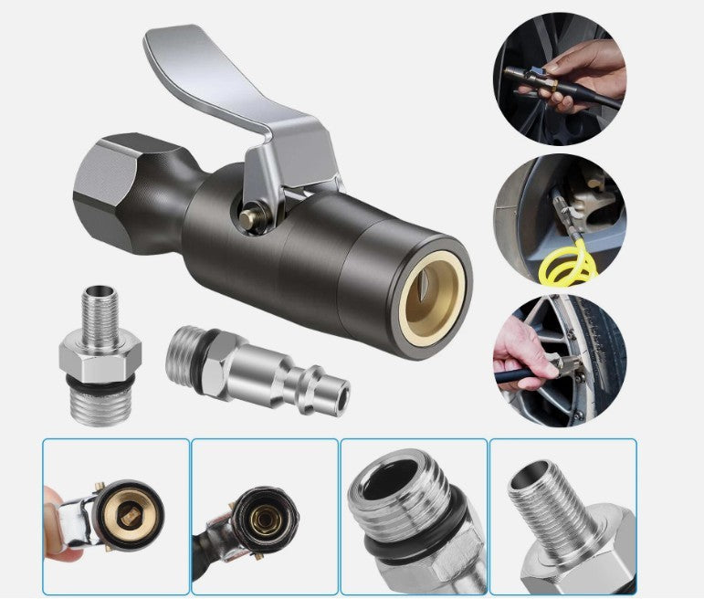 200PSI Tire Inflator Lock-on Air Chuck Heavy-Duty Compatible with Schrader Valve